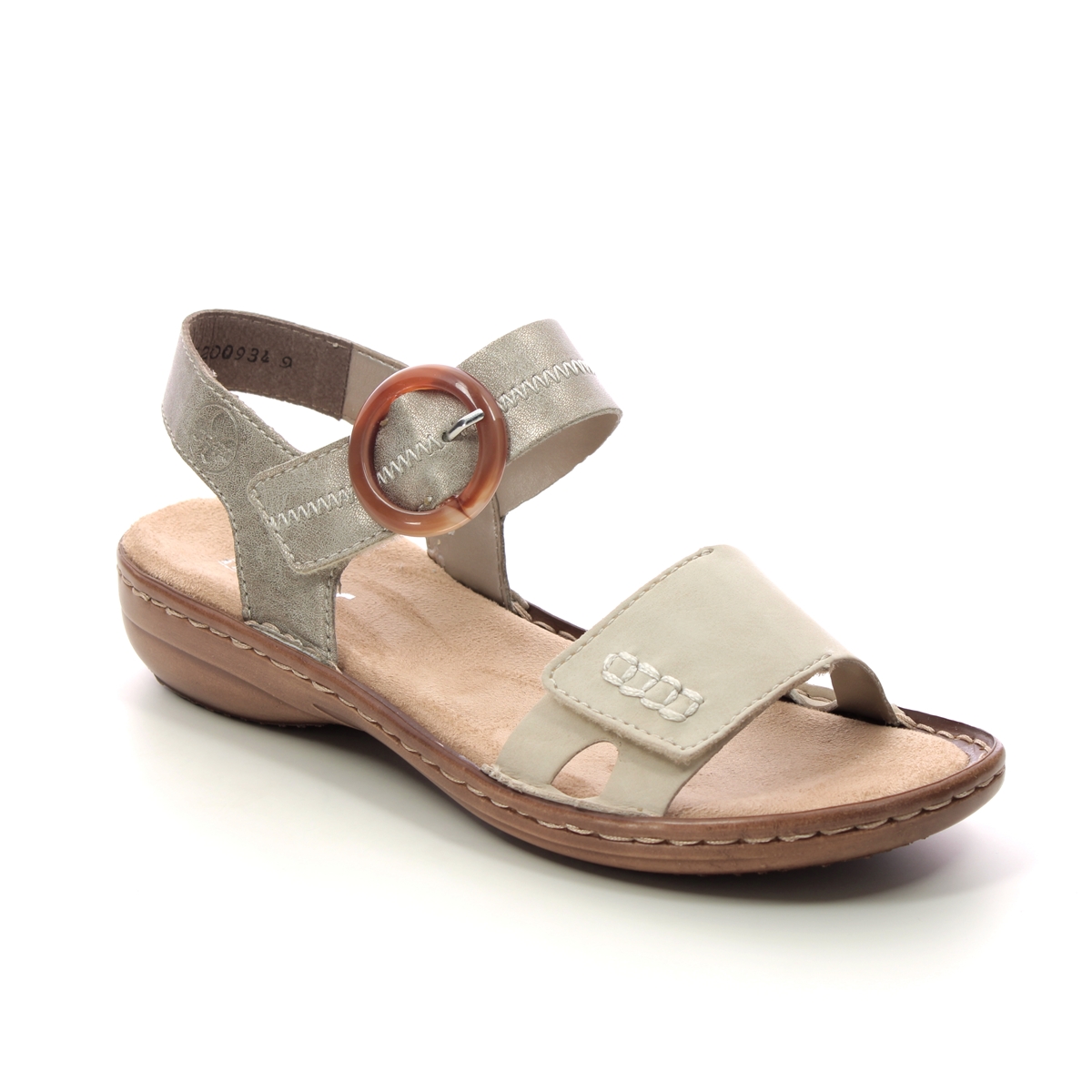 Rieker Regidollar Beige Light Gold Womens Comfortable Sandals 608Z3-60 In Size 42 In Plain Beige Light Gold