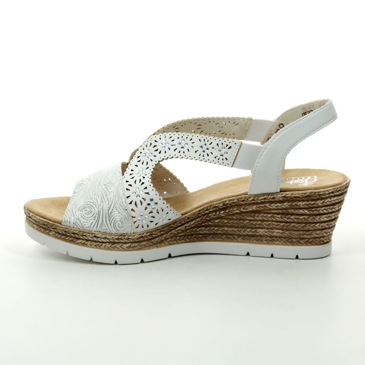 Rieker 61916-80 White-silver Wedge Sandals