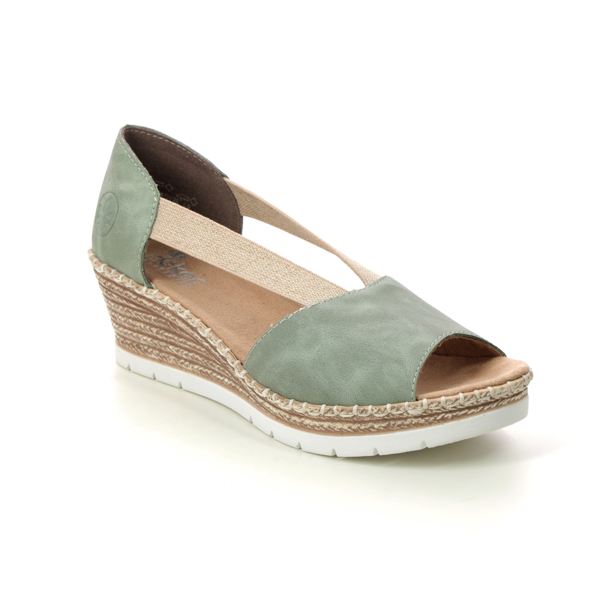 Rieker Hypons Mint Green Womens Wedge Sandals 619X1-52 In Size 39 In Plain Mint Green