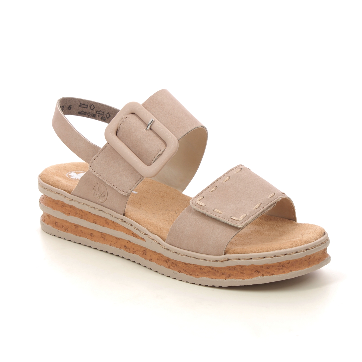 Rieker 62950-62 Nude Womens Wedge Sandals in a Plain Man-made in Size 41