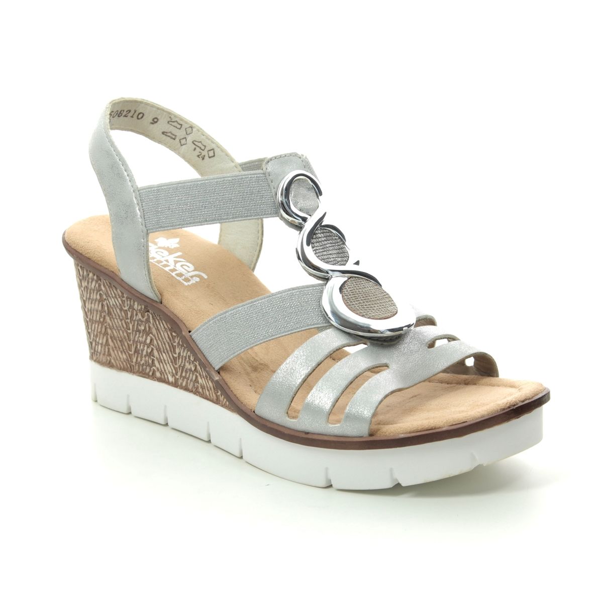 Rieker 65540-40 Silver Wedge Sandals