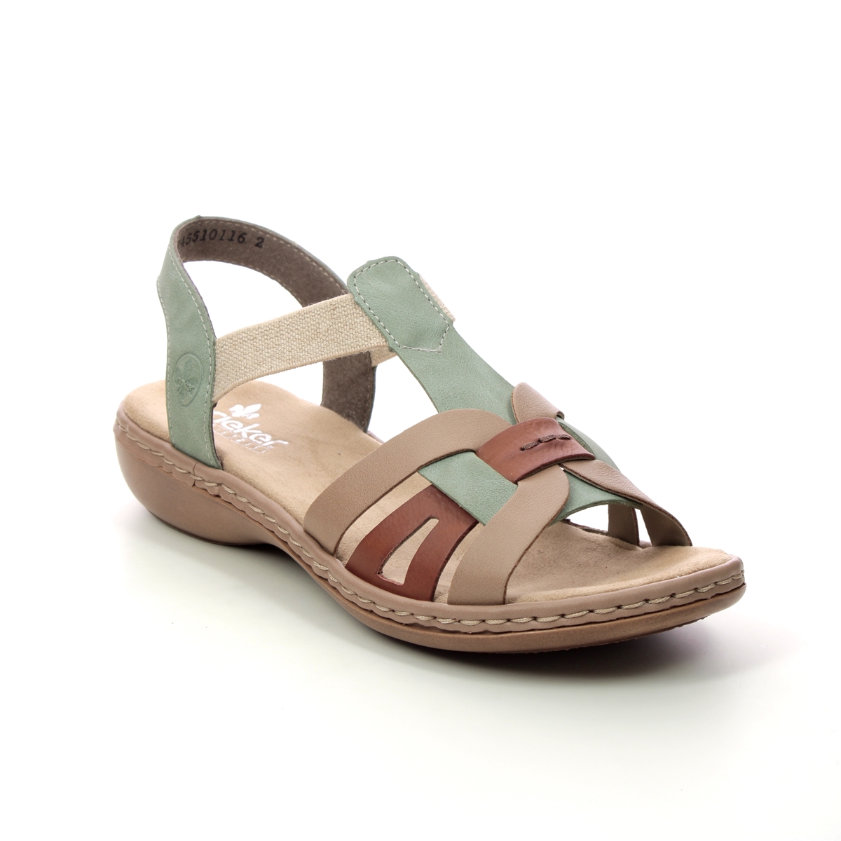 Rieker 65918-52 Green Womens Comfortable Sandals in a Plain Leather in Size 37