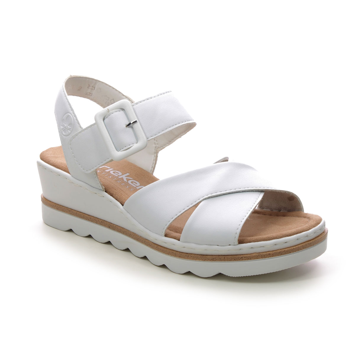 Rieker 67463-80 White Womens Wedge Sandals in a Plain Man-made in Size 41