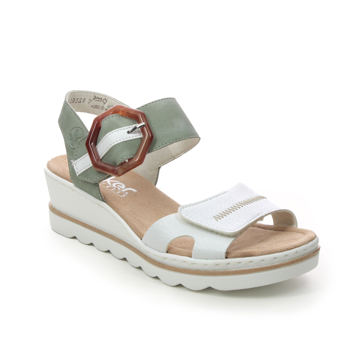 Rieker White Mint Wedge Sandals