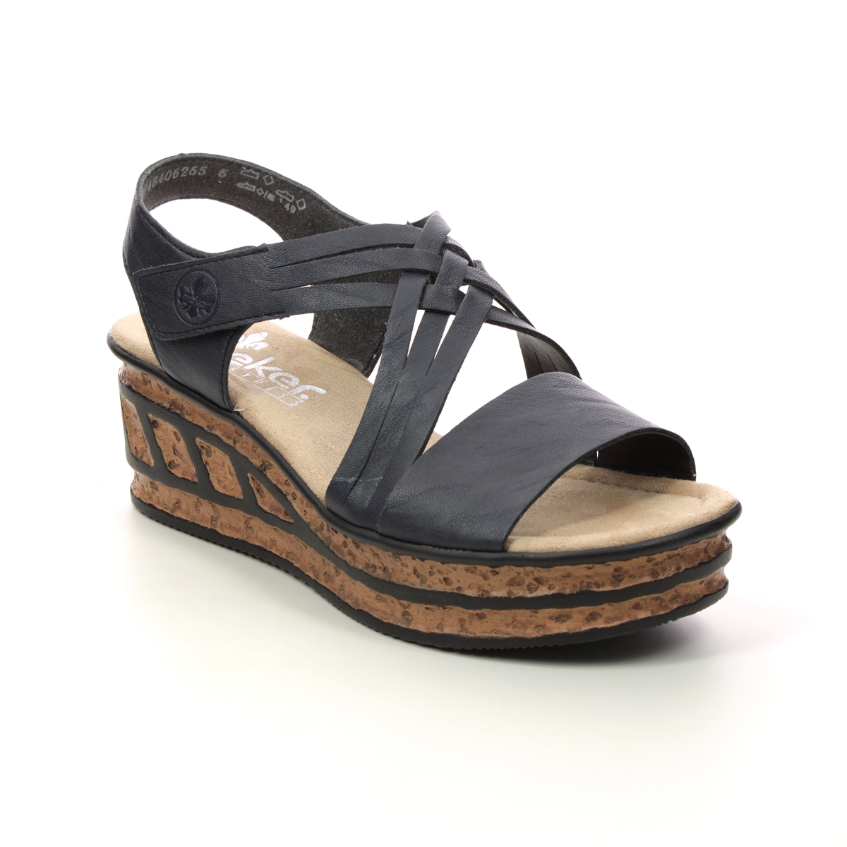 Rieker 68179-14 Navy Womens Wedge Sandals in a Plain Man-made in Size 40