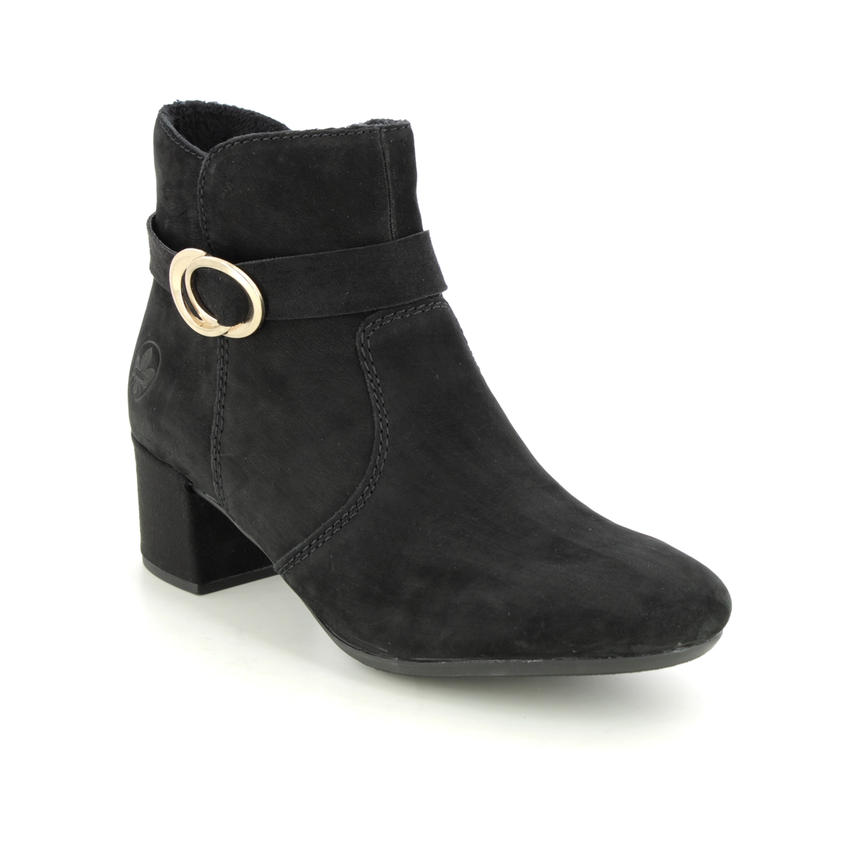 Rieker Hemper Black Womens Heeled Boots 70289-00 In Size 41 In Plain Black