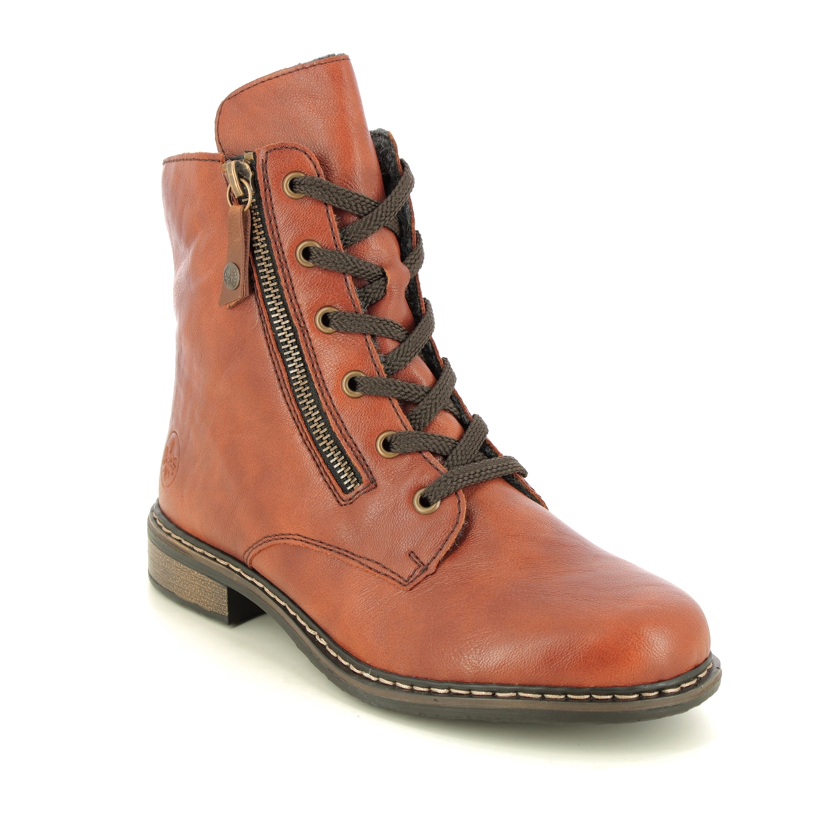 Rieker 71204-22 Tan Womens Lace Up Boots in a Plain Man-made in Size 38