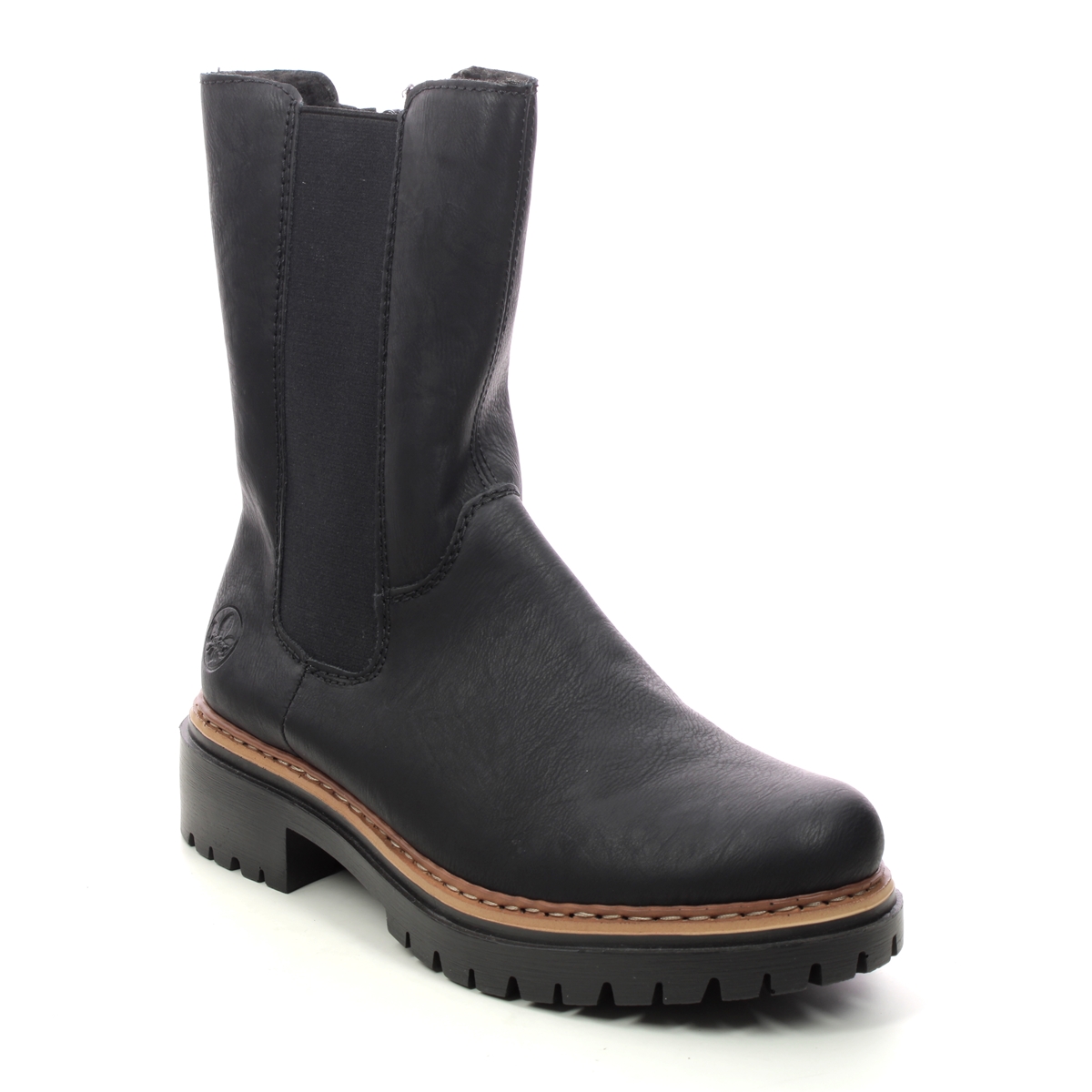 Rieker Luna Lonchel Black Womens Chelsea Boots 72683-00 In Size 41 In Plain Black