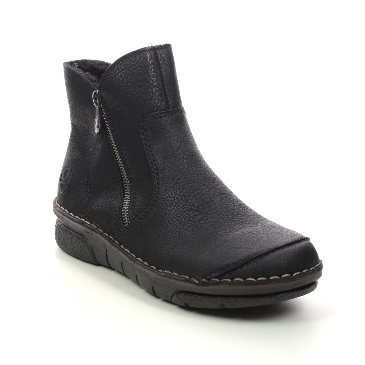 Rieker Jolly Zip Black Womens Ankle Boots 73357-00 In Size 38 In Plain Black