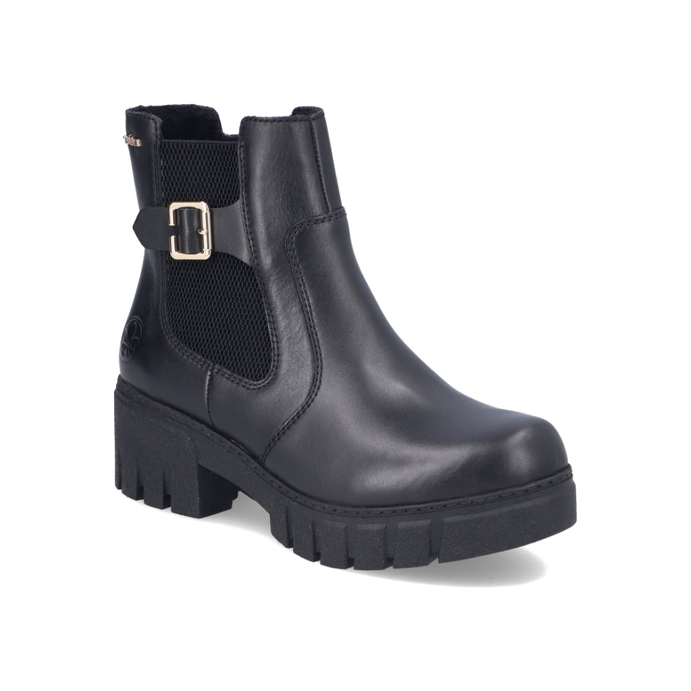 Rieker 74560-00 Black Womens Chelsea Boots in a Plain Leather in Size 41