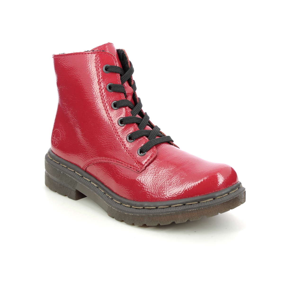 Rieker Docsy 05 Red Patent Womens Biker Boots 78240-33 In Size 40 In Plain Red Patent