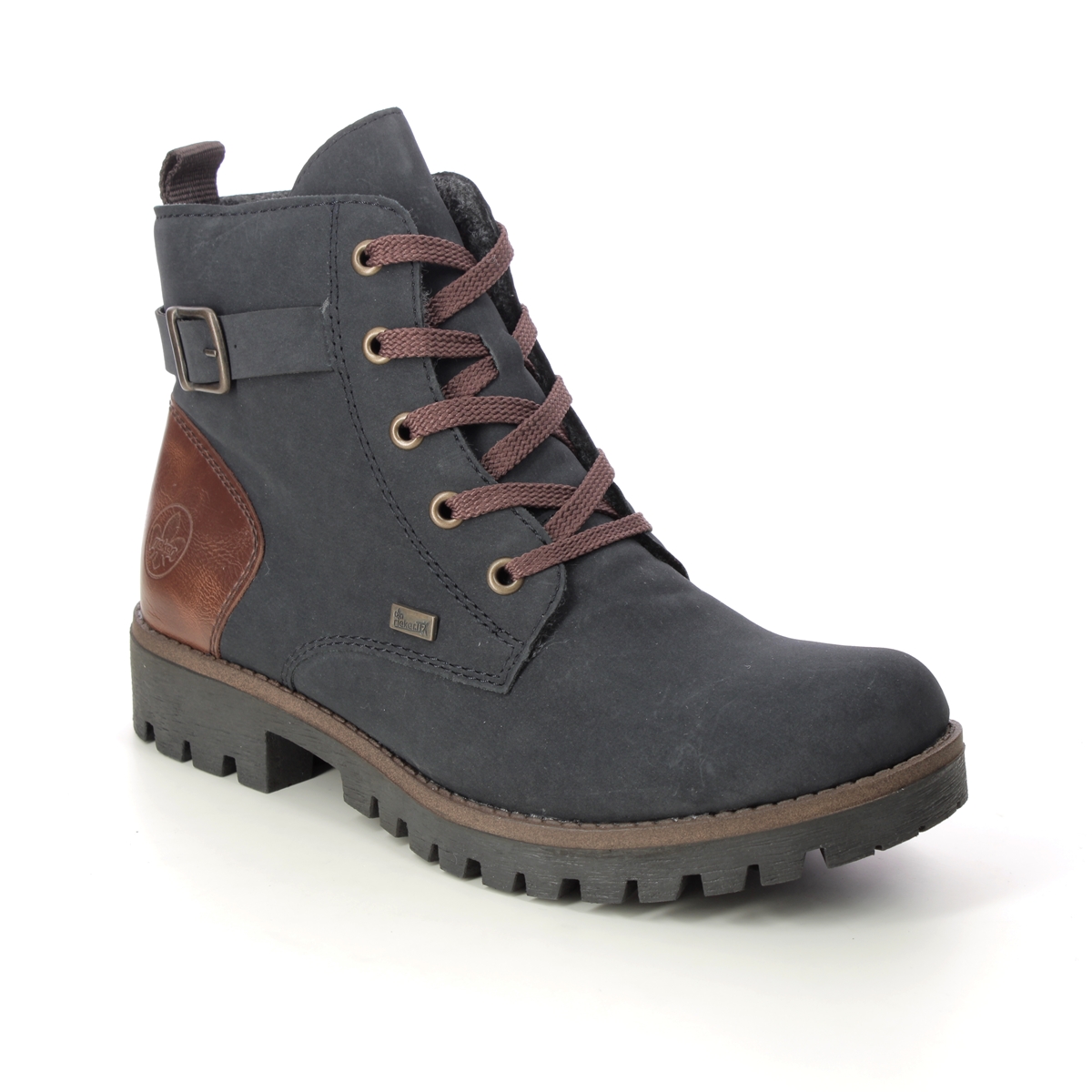 Rieker Gamper Tex 15 Navy Brown Womens Lace Up Boots 78502-14 In Size 37 In Plain Navy Brown