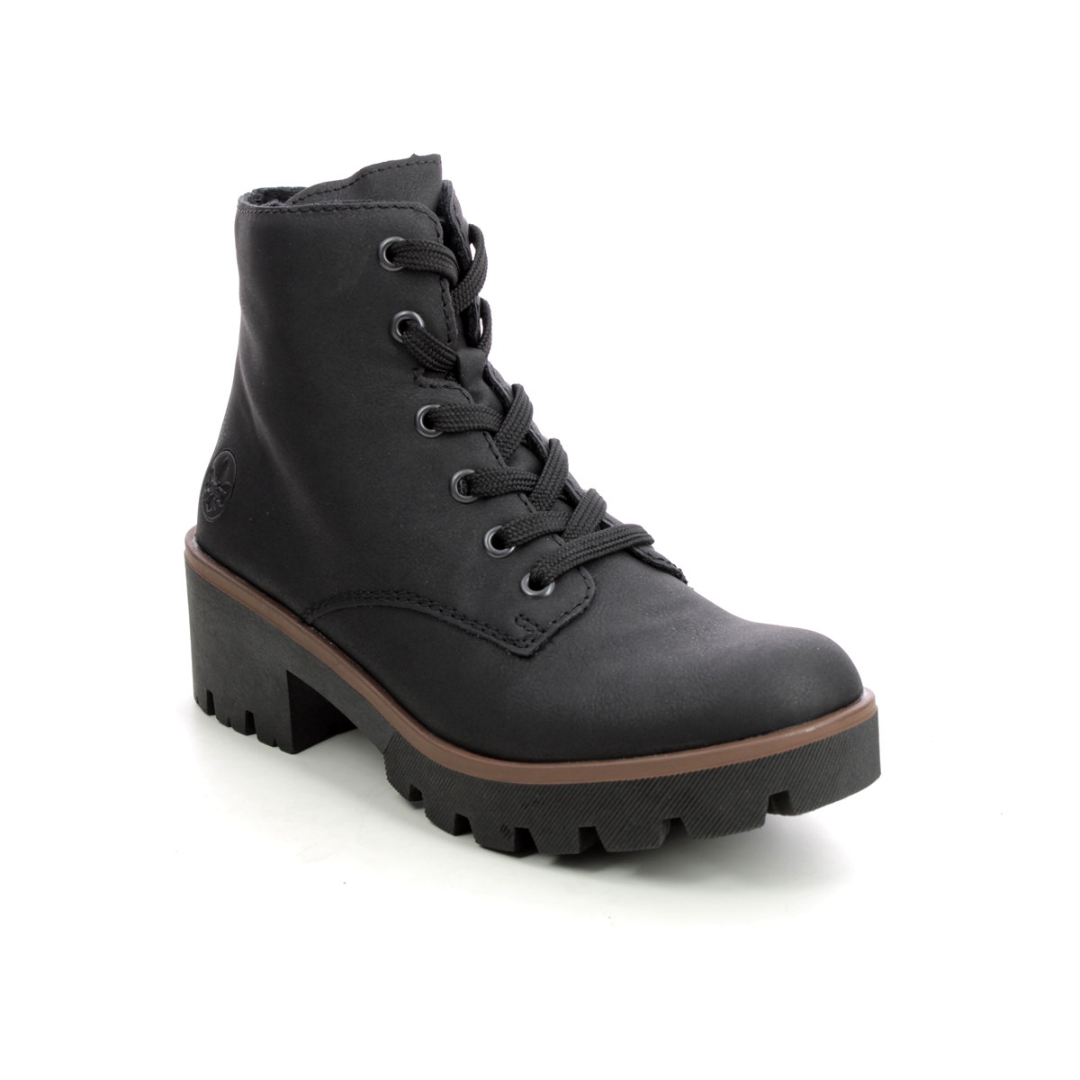 Rieker Niton Lace Black Womens Lace Up Boots 79240-00 In Size 37 In Plain Black