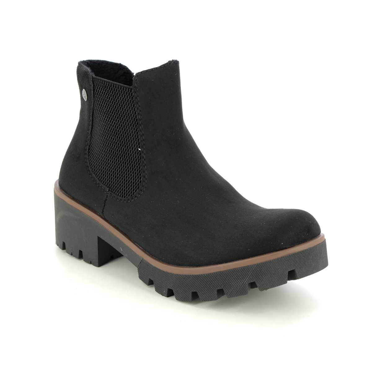 Rieker Niton Black Womens Chelsea Boots 79265-00 In Size 41 In Plain Black