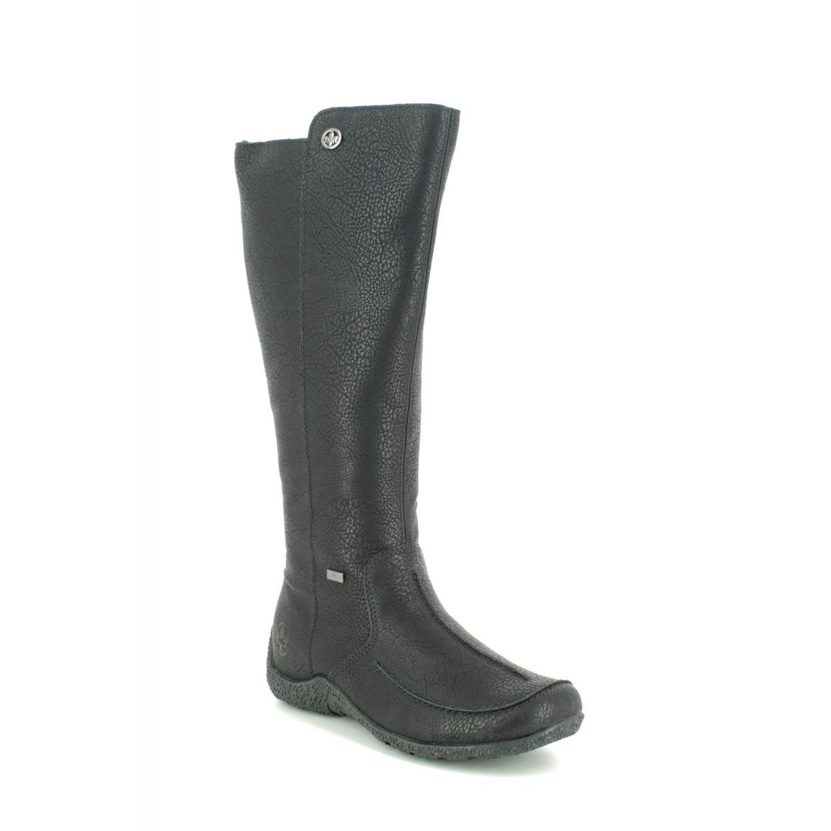 Rieker Astribax Tex Black Womens Knee-High Boots 79990-00 In Size 37 In Plain Black