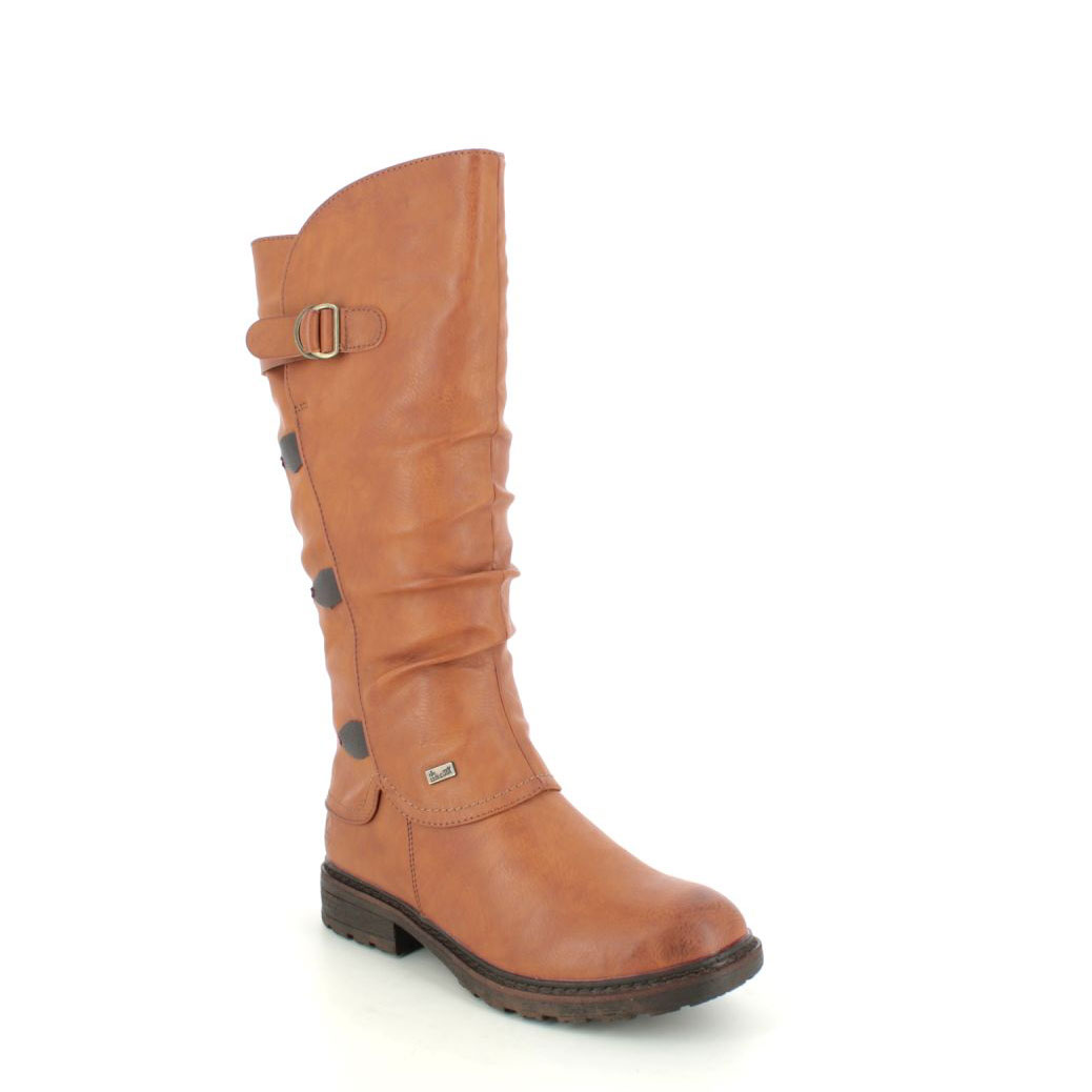 Rieker Fresca Tex Tan Womens Knee-High Boots 94775-24 In Size 38 In Plain Tan