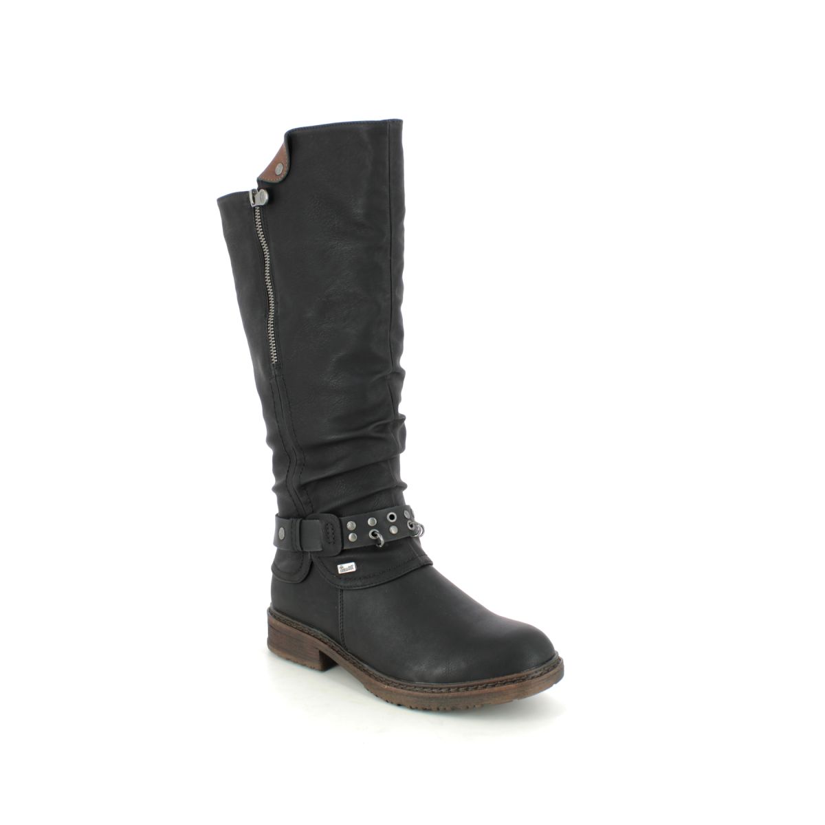 Rieker Fresca Tex Black Womens Knee-High Boots 94789-00 In Size 40 In Plain Black
