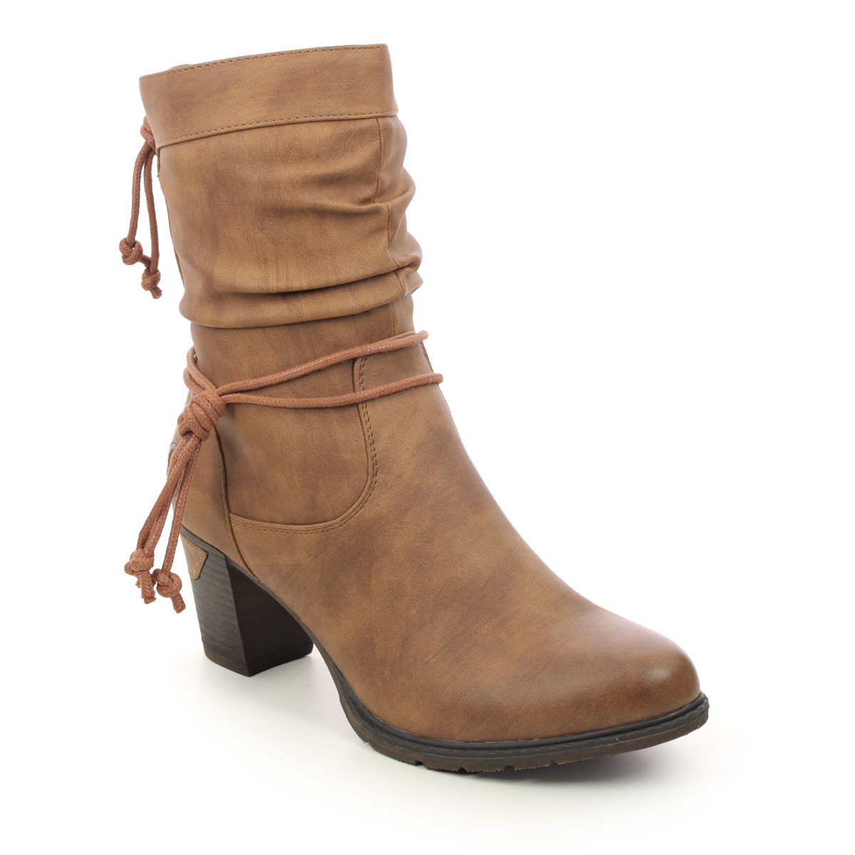 Rieker Sala West Tan Womens Mid Calf Boots 96073-22 In Size 37 In Plain Tan