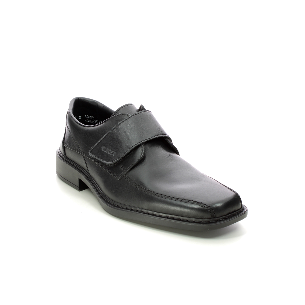 Rieker Smart Turn Black Leather Mens Riptape Shoes B0853-00 In Size 47 In Plain Black Leather