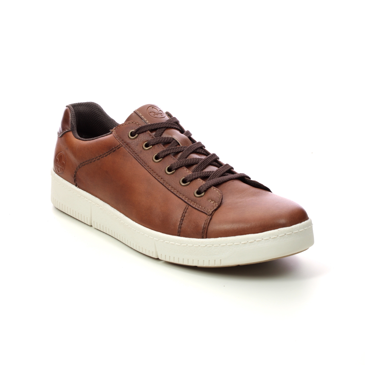 Rieker Seven Soft Tan Leather Mens Trainers B7120-24 In Size 41 In Plain Tan Leather