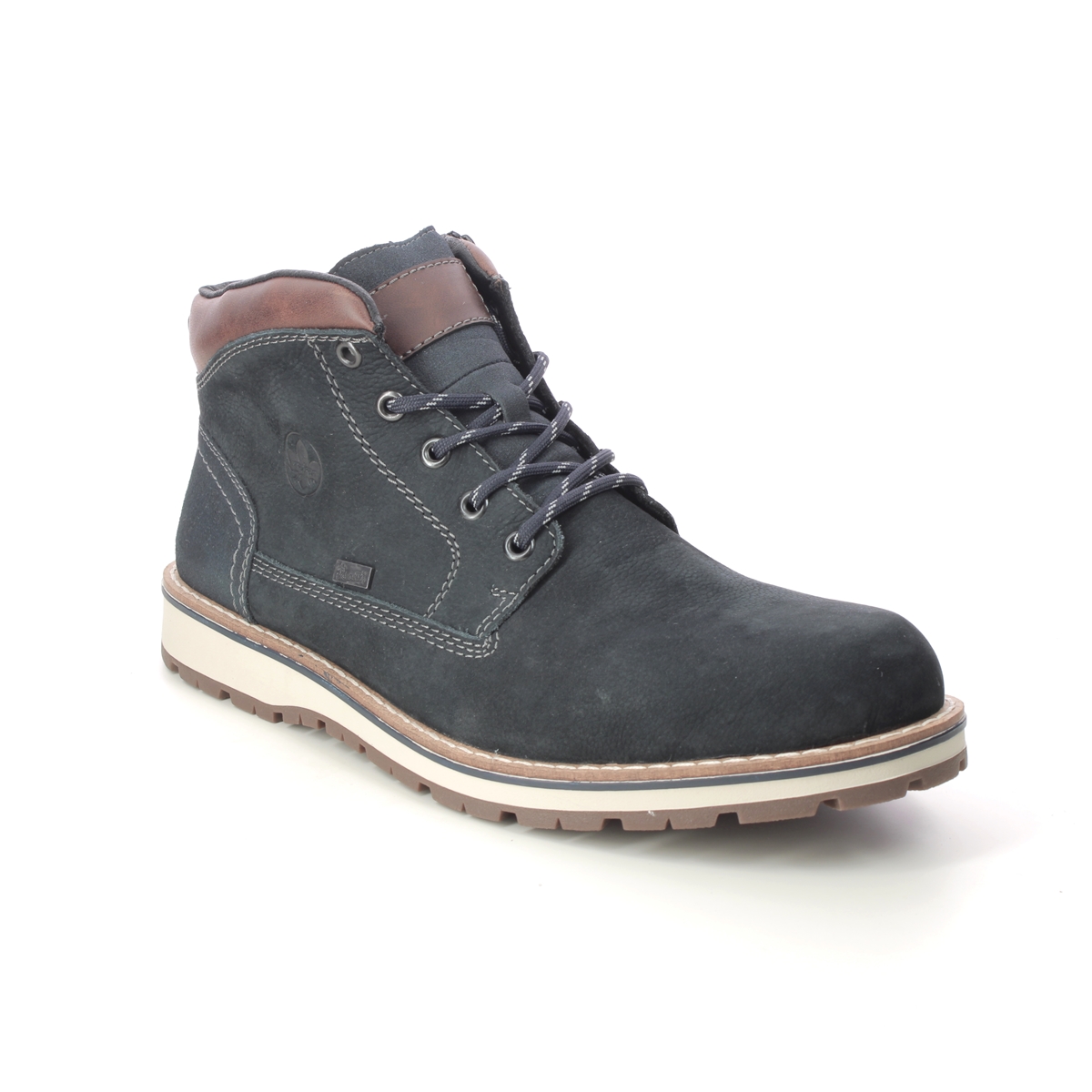 Rieker F8410-16 Navy Tan Mens boots in a Plain Leather in Size 45