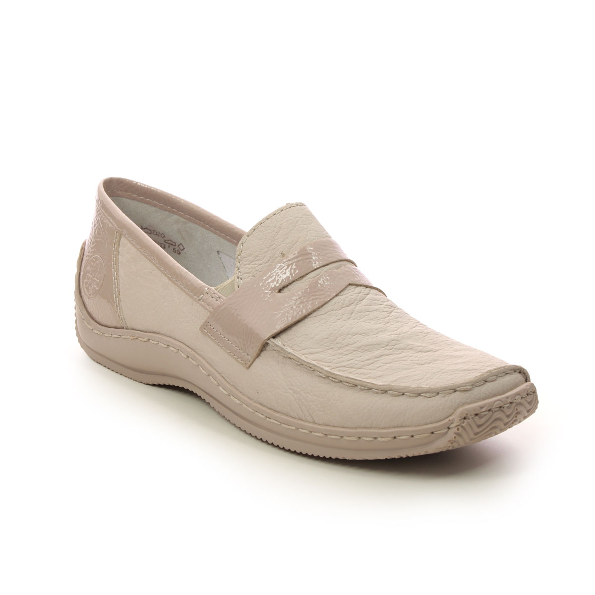 Rieker Celialoaf Beige Leather Womens Comfort Slip On Shoes L1752-60 In Size 39 In Plain Beige Leather  Minato Ladies