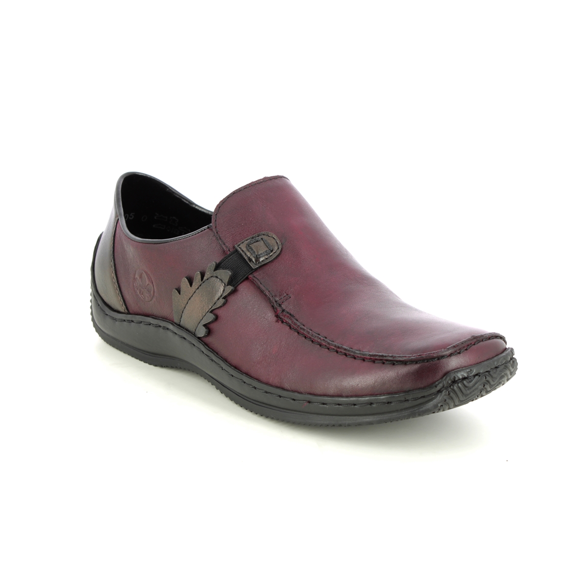 Rieker Celialeaf Wine Leather Womens Comfort Slip On Shoes L1759-30 In Size 41 In Plain Wine Leather  Minato Ladies