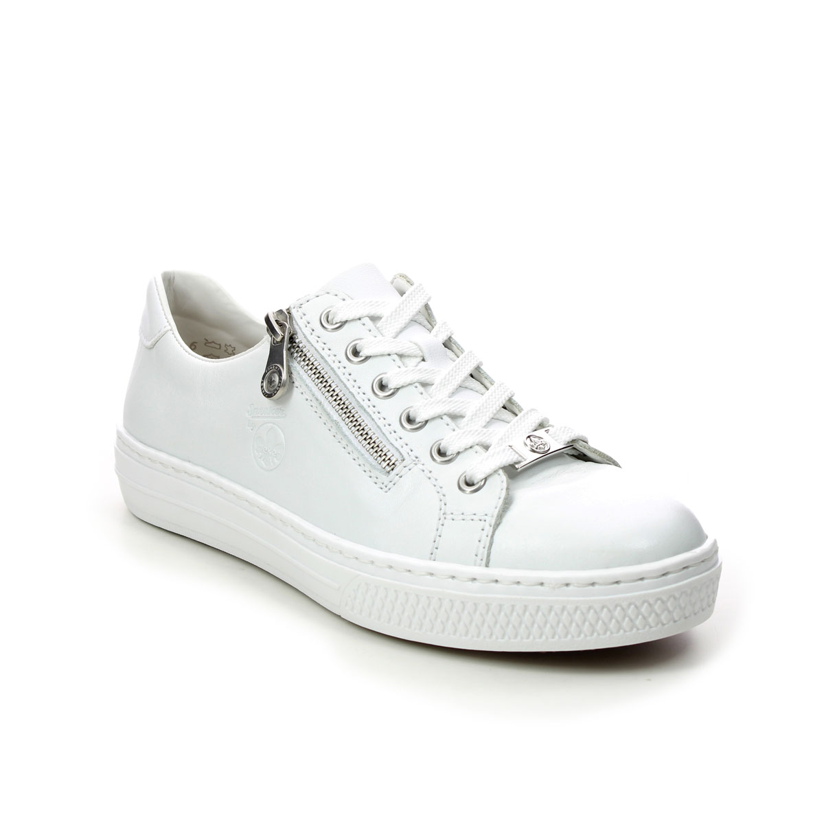 Rieker L59L1-83 WHITE LEATHER Womens trainers in a Plain Leather in Size 37