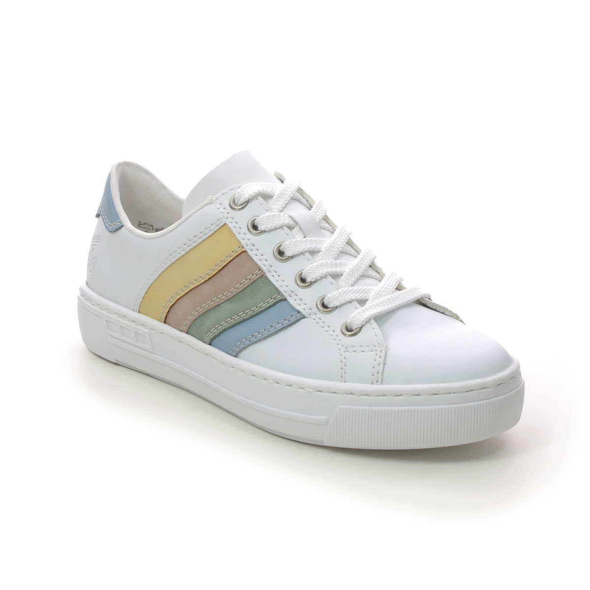 Rieker L8802-80 White multi Womens trainers in a Plain Man-made in Size 40