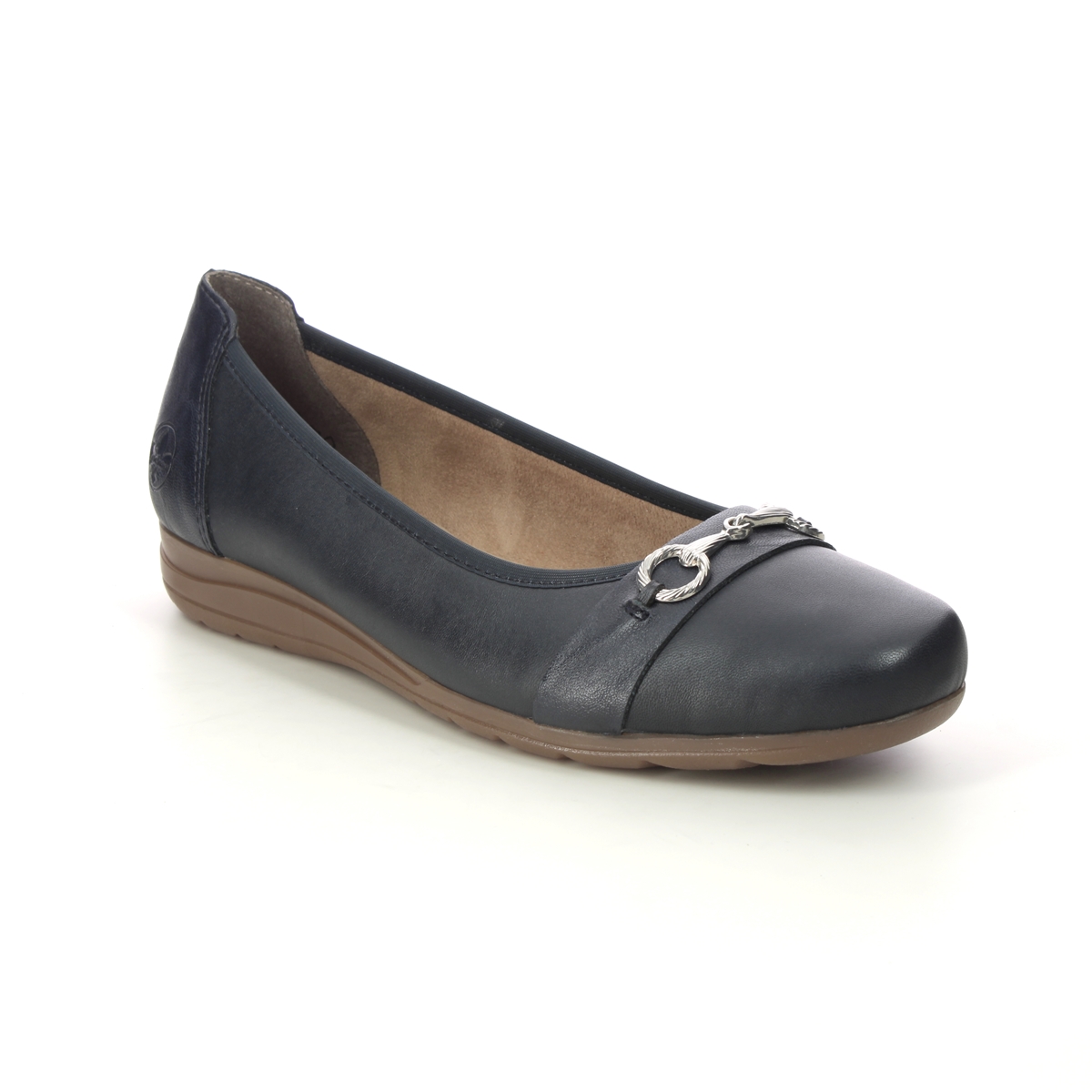 Rieker L9360-14 Navy Leather Womens pumps in a Plain Leather in Size 36
