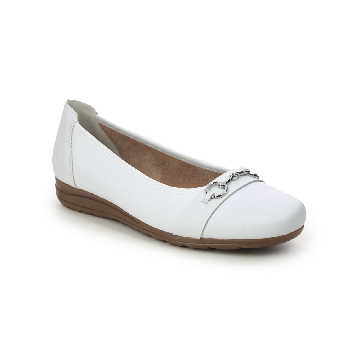 Rieker L9360-80 WHITE LEATHER Womens pumps in a Plain Leather in Size 38