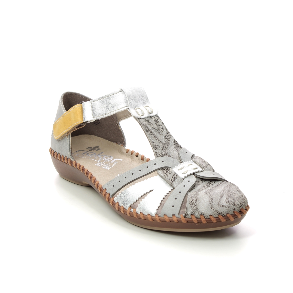 Rieker M1650-90 Taupe Womens Closed Toe Sandals in a Zebra Leather and Man-made in Size 41
