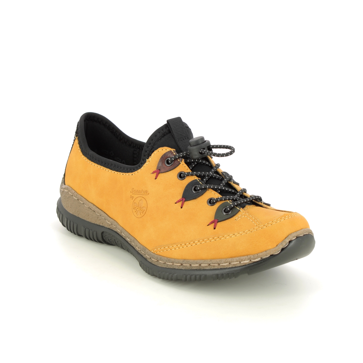Rieker Memclown Yellow Womens Lacing Shoes N3271-68 In Size 41 In Plain Yellow