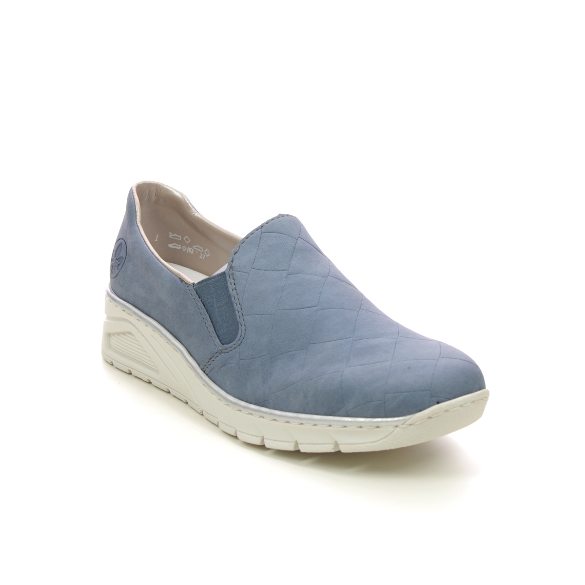Rieker Bacciago Denim Blue Womens Comfort Slip On Shoes N3363-10 In Size 38 In Plain Denim Blue