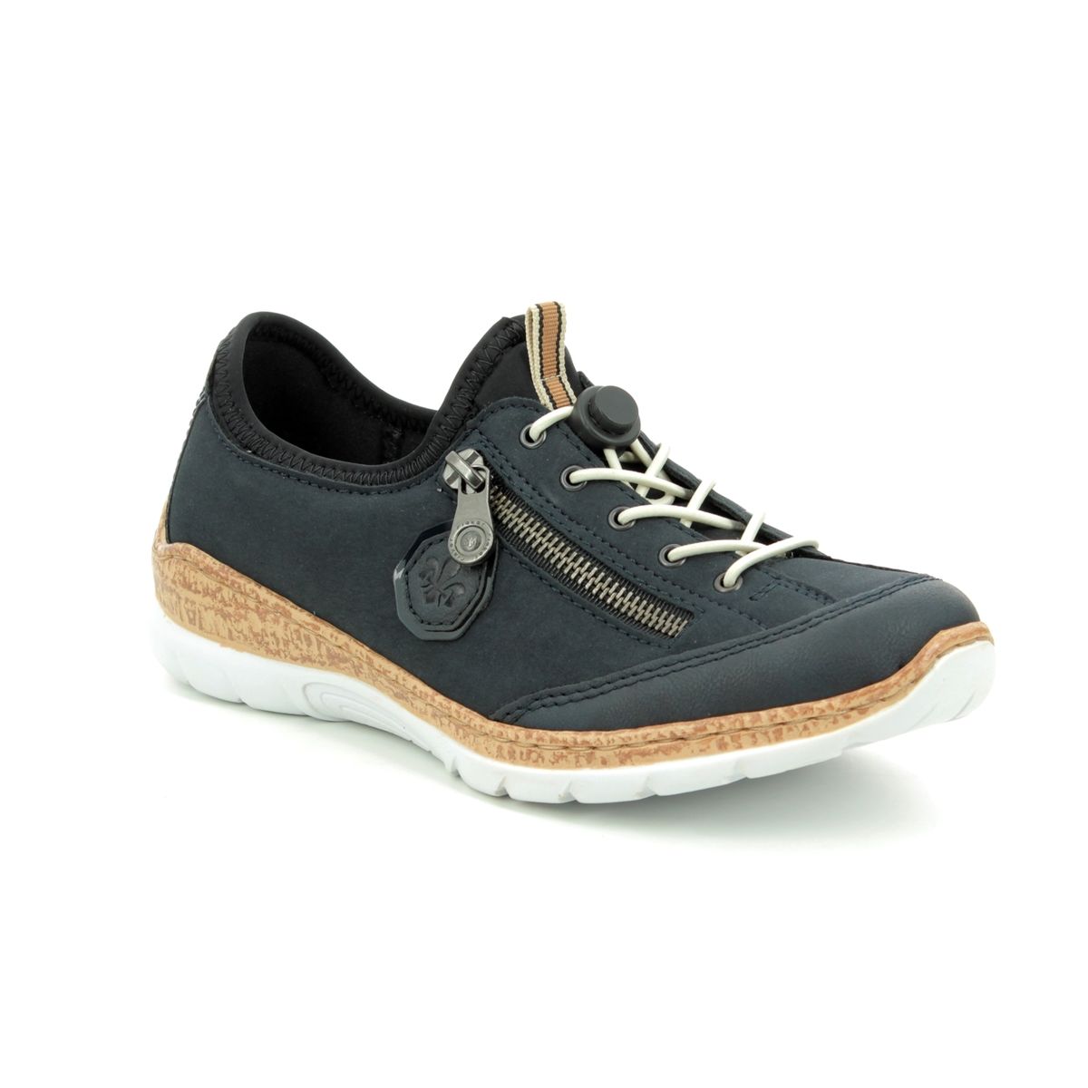 Rieker Empirico Navy Womens Lacing Shoes N4263-14 In Size 38 In Plain Navy