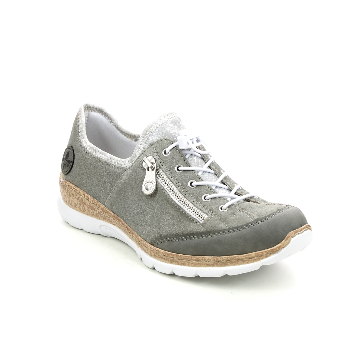 Rieker Empire 11 Taupe Leather Womens Lacing Shoes N42F1-40 In Size 38 In Plain Taupe Leather