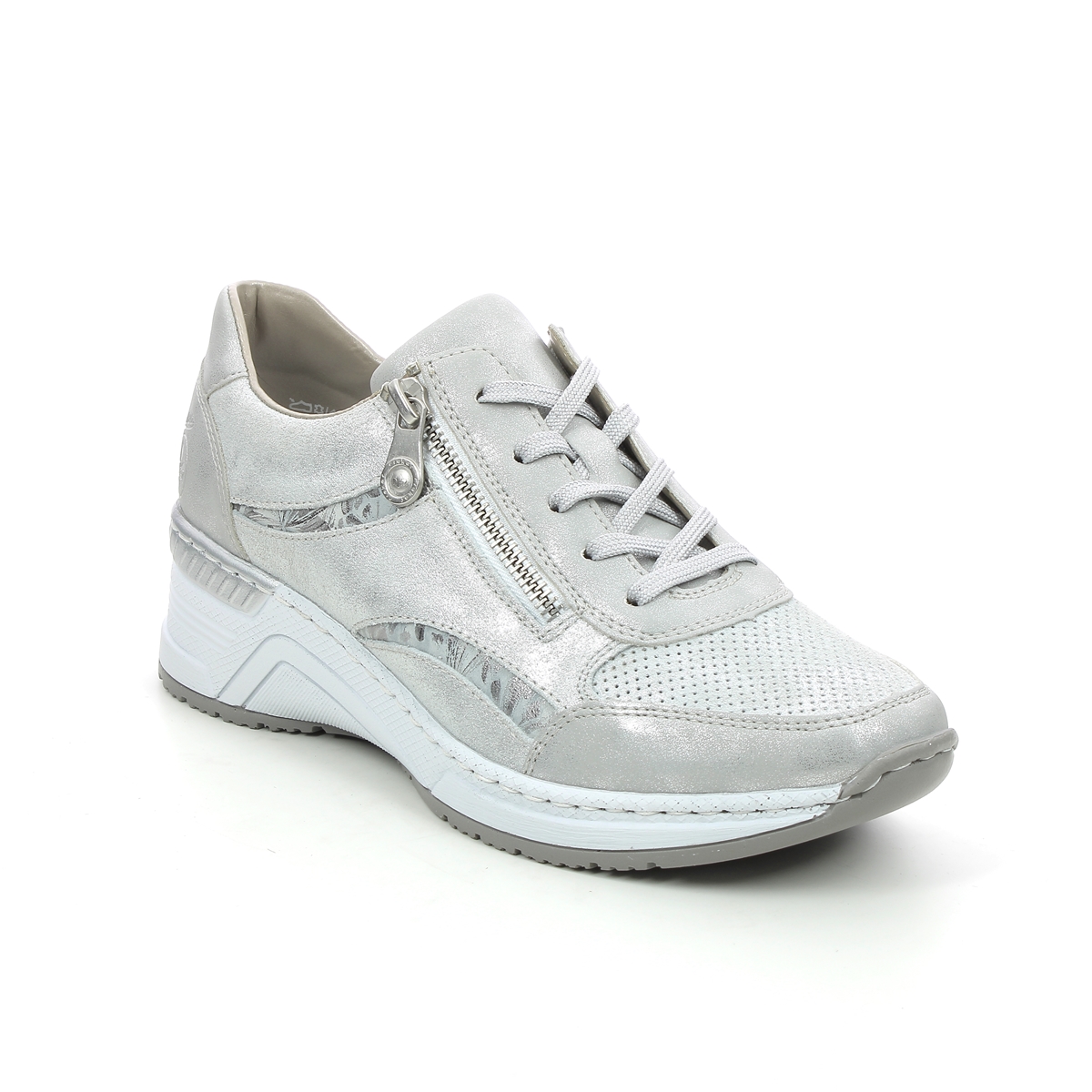 Rieker N4306-40 Silver Womens lacing shoes in a Plain Man-made in Size 39
