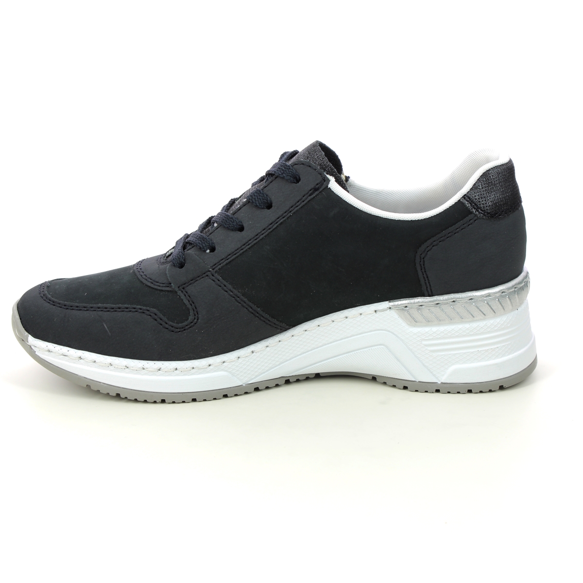 Rieker N4338-14 Navy Leather Womens trainers
