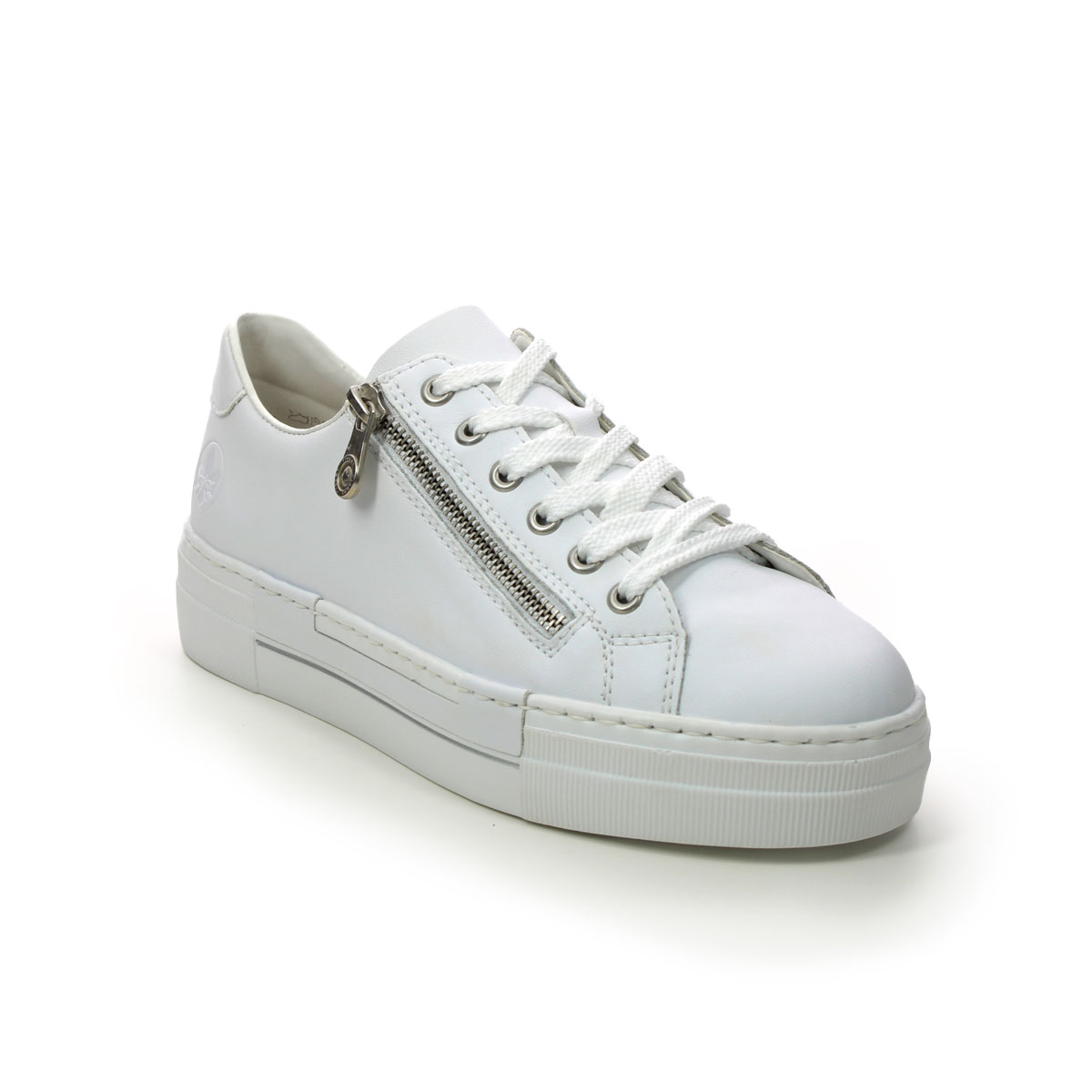 Rieker N4921-81 WHITE LEATHER Womens trainers in a Plain Leather in Size 40