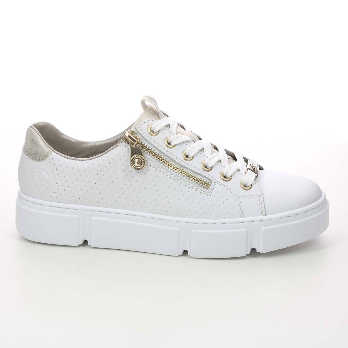 Rieker N5932-80 WHITE LEATHER Womens trainers