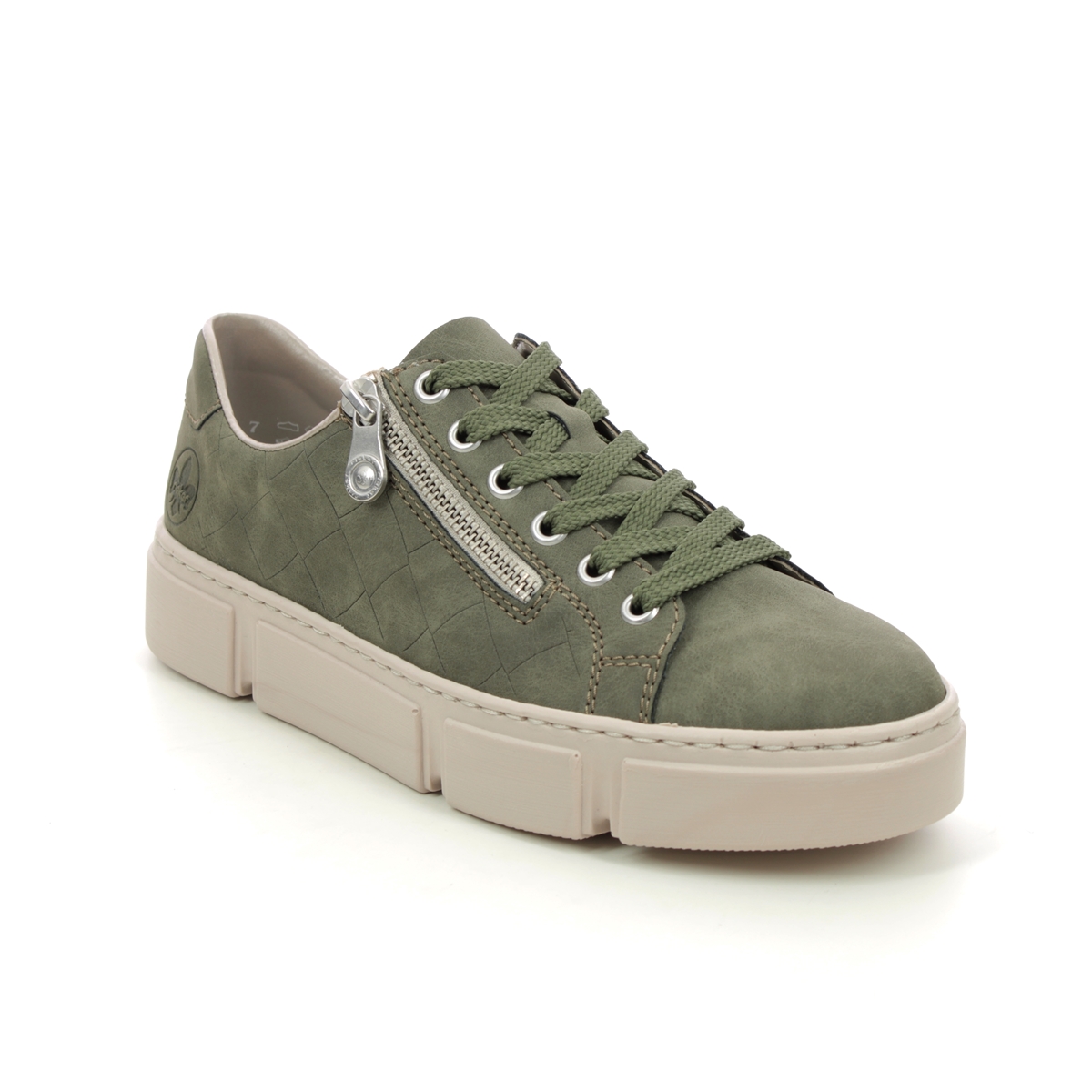 Rieker Hagenzi Olive Suede Womens Trainers N5935-54 In Size 37 In Plain Olive Suede