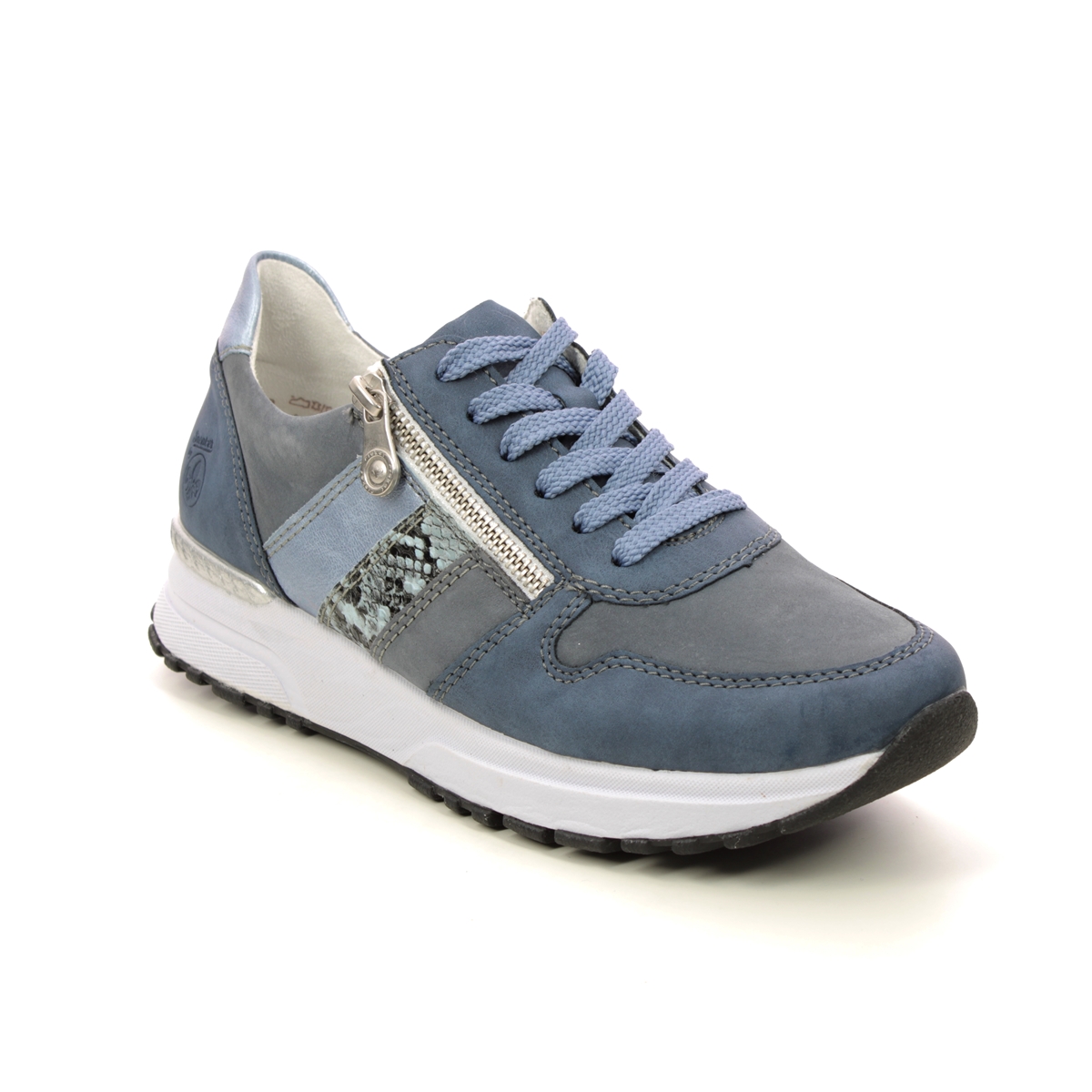Rieker Govict Denim Leather Womens Trainers N7421-14 In Size 40 In Plain Denim Leather