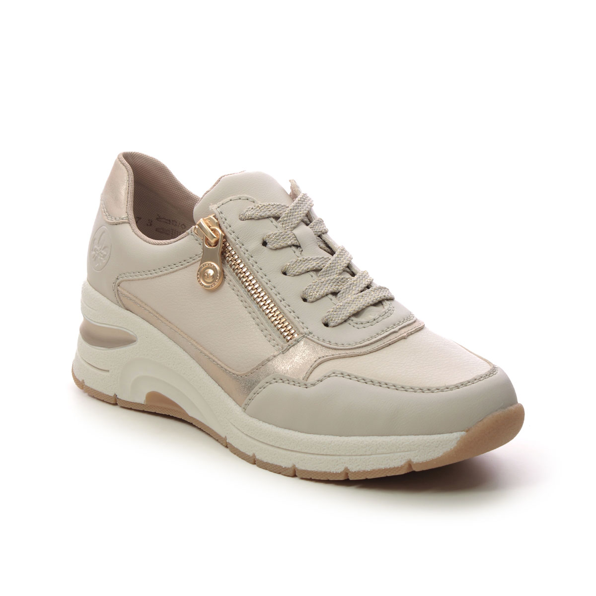 Rieker N9301-60 Beige Light Gold Womens trainers in a Plain Man-made in Size 39