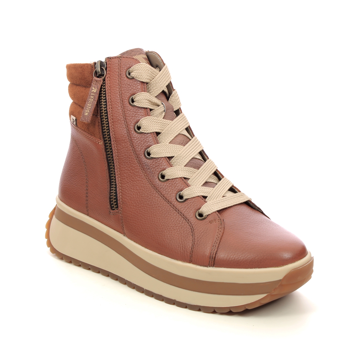 Rieker W0962-24 Tan Leather Womens Hi Tops in a Plain Leather in Size 42