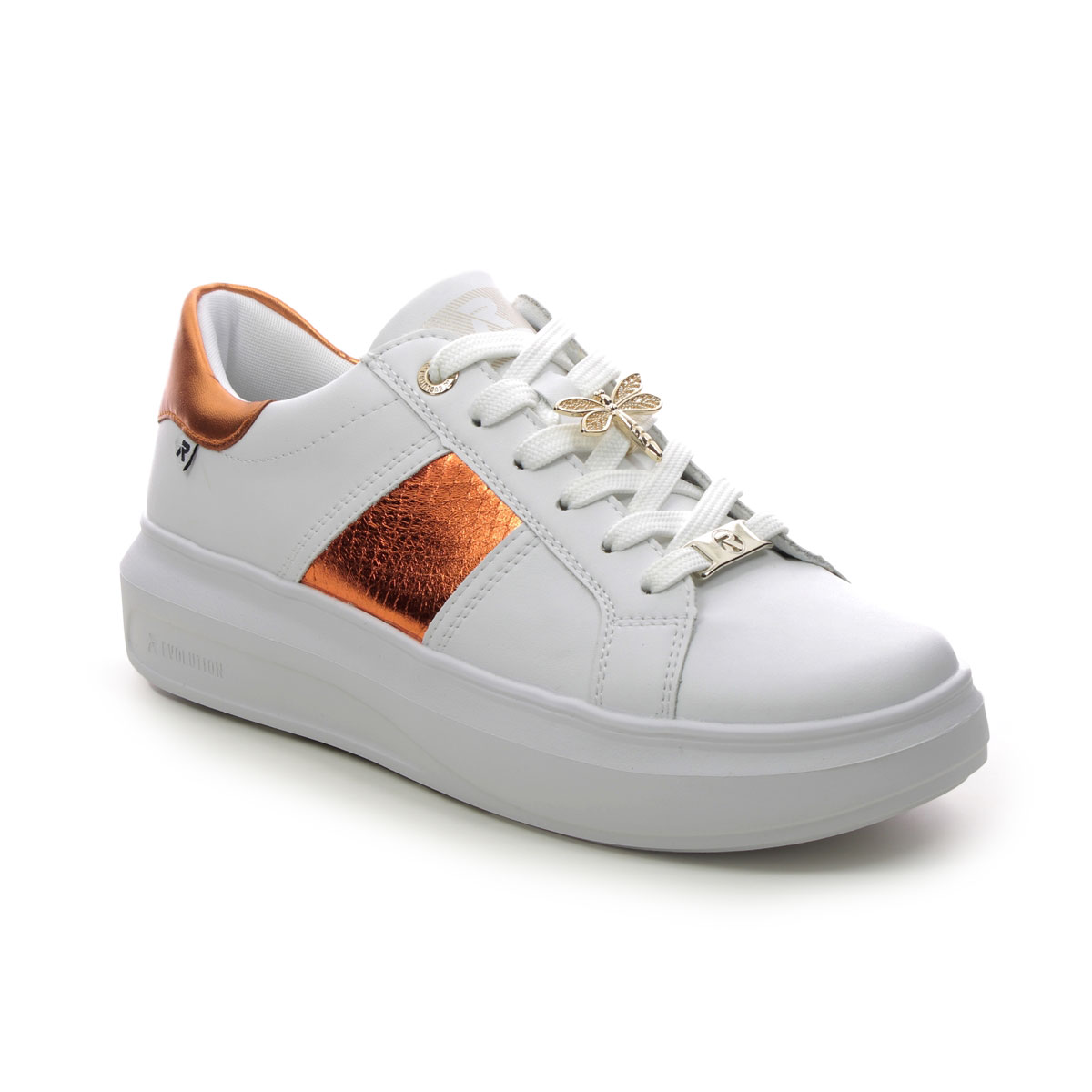 Rieker W1202-80 White Coral Womens trainers in a Plain Leather in Size 41