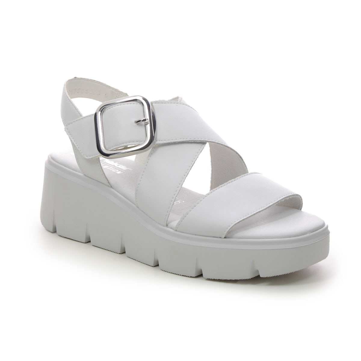 Rieker W1550-80 WHITE LEATHER Womens Wedge Sandals in a Plain Leather in Size 42