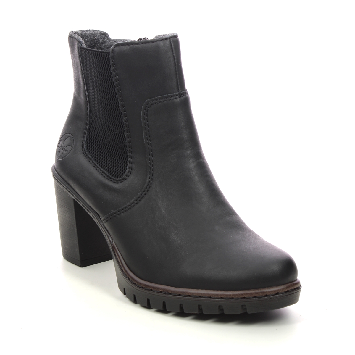 Rieker Vonntu Black Womens Ankle Boots Y2574-00 In Size 39 In Plain Black