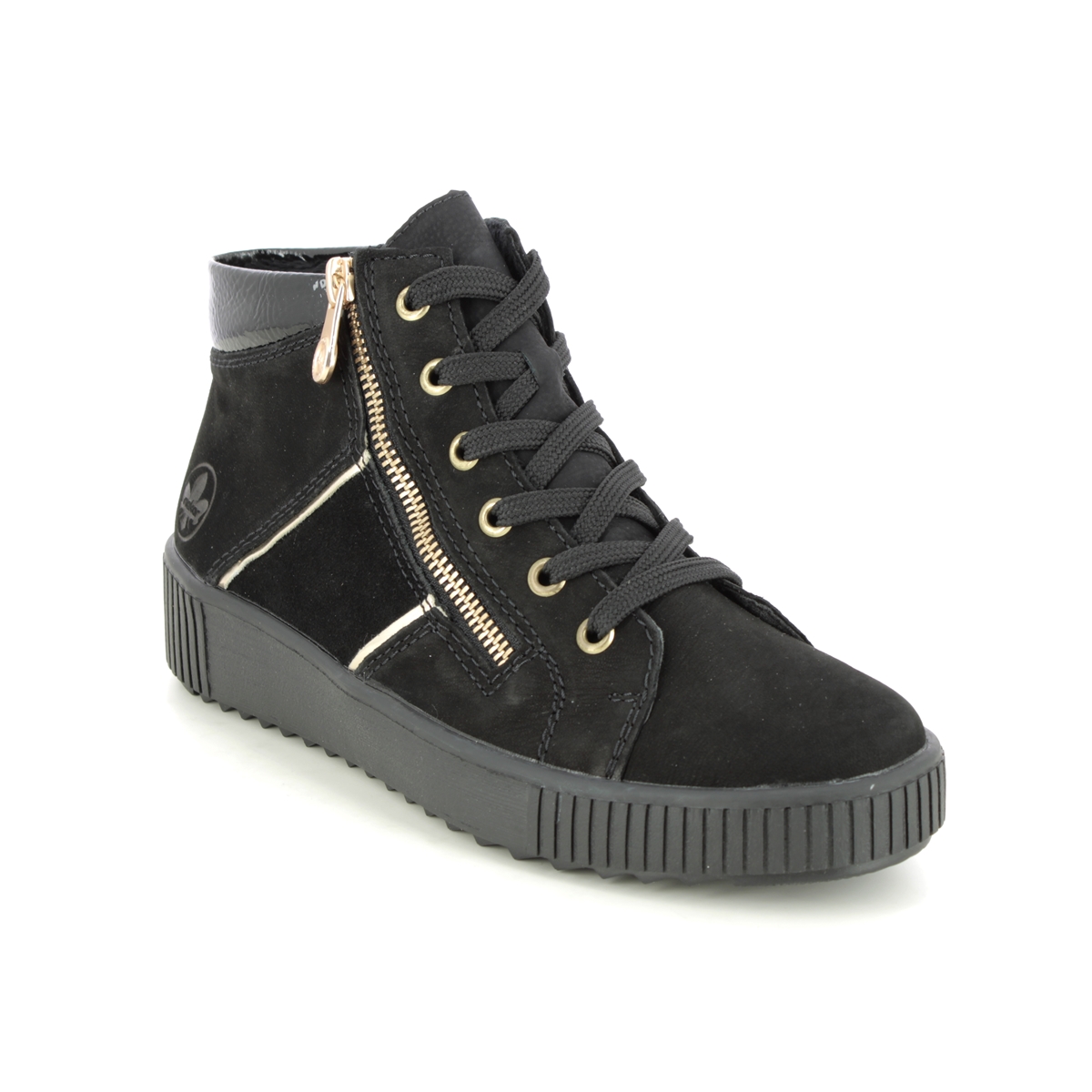 Rieker Y6416-00 Black Suede Womens Hi Tops in a Plain Leather in Size 40