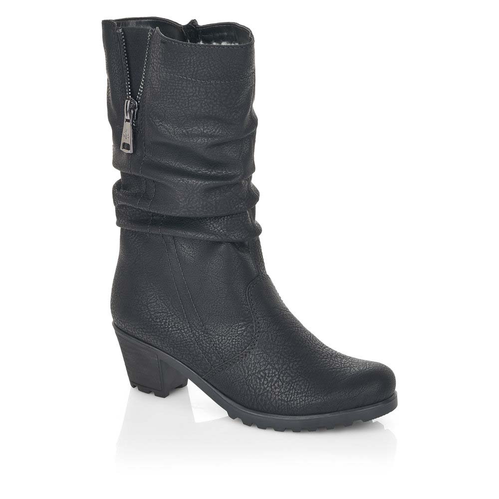 Rieker Y8053-00 Black Womens Mid Calf Boots
