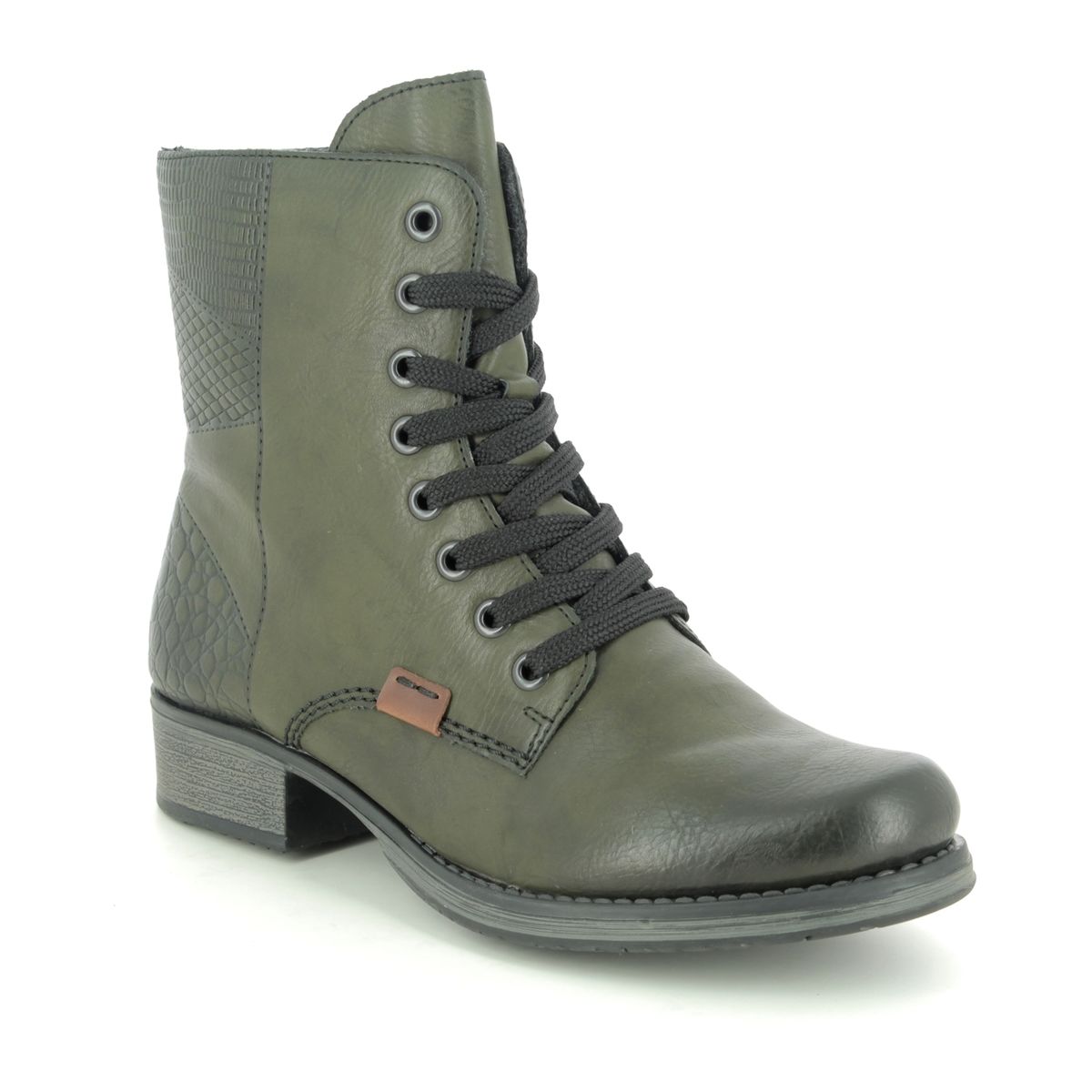 Rieker Pamber Green Womens Lace Up Boots Y9718-52 In Size 41 In Plain Green